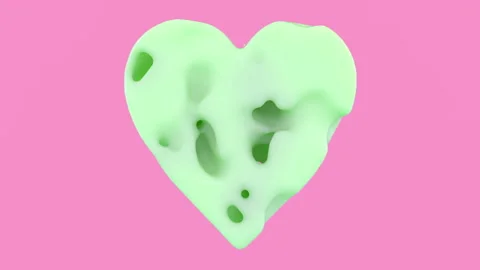 3d animation of a heart shape weightless liquid or cream. Perfect futuristic tre Stock Footage 119835256