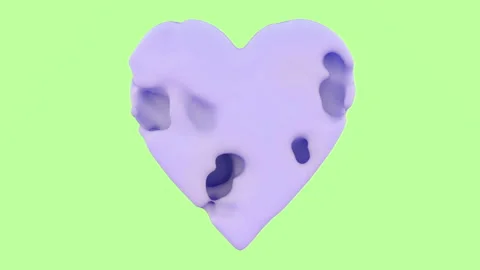 3d animation of a heart shape weightless liquid or cream. Perfect futuristic tre Stock Footage 119835299