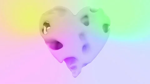 3d animation of a heart shape weightless liquid or cream. Perfect futuristic tre Stock Footage 119835331