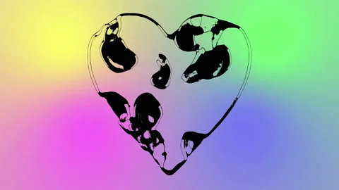 3d animation of a heart shape weightless substance or liquid metal. Perfect futu Stock Footage 119881914