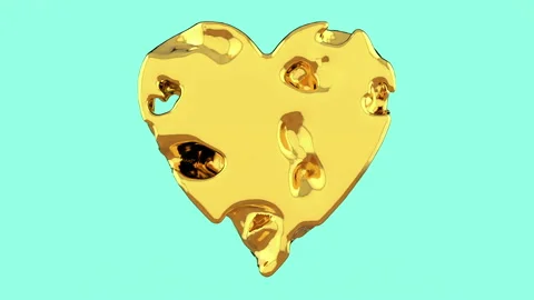 3d animation of a heart shape weightless substance or liquid metal. Perfect futu Stock Footage 119882518
