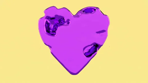 3d animation of a heart shape weightless substance or liquid metal. Perfect futu Stock Footage 119882756