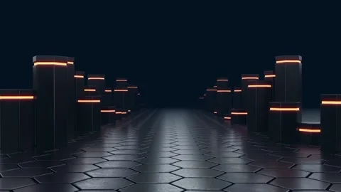 3d animation of hexes sci fi crawling out of the floor Video stock 105655804