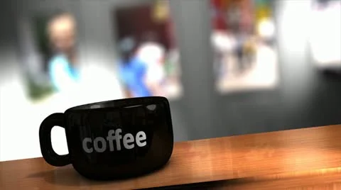 3d animation hot coffee cup in the morning. Stock Footage 10900973