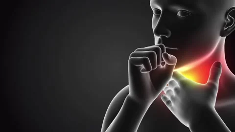 3d animation human body Man Suffering From pain in the neck sore throat Video stock 336580331
