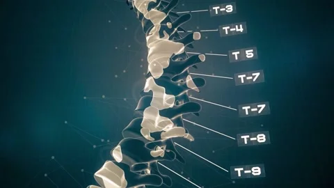 3D animation of human lumbar spine, spine analysis Stock Footage