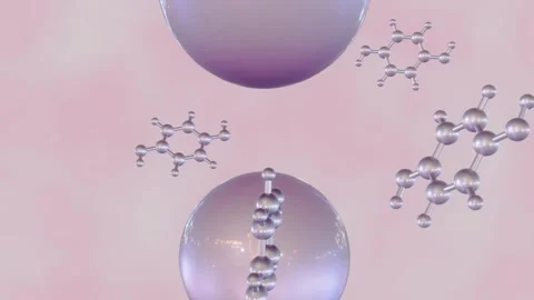 3d animation of Hydroquinone molecules and droplets Stock Footage 275630929