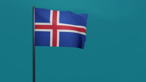 3D animation of Icelandic flag waving in the wind on a blue background. Stock Footage 170572948