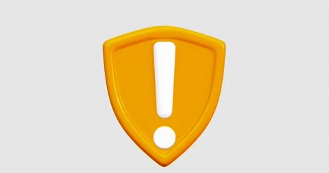3D animation. An icon in the form of a shield with a warning about the presence Stock Footage 266126785