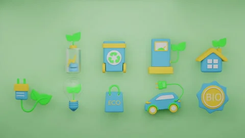 3d animation icon set ecology Stock Footage 271621019