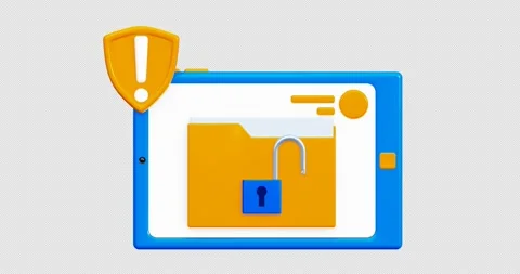 3D animation icon. Tablet icon with a lock on the display. Stock Footage 266994080