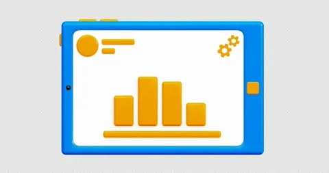 3D animation icon. Tablet icon with infographics on the display. Stock Footage 267713055