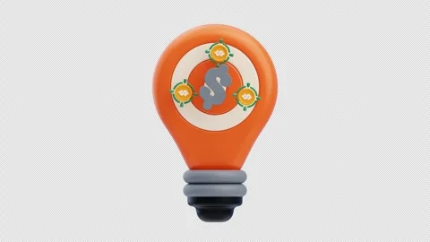 3D Animation of Idea lightbulb target money Stock Footage 311977679