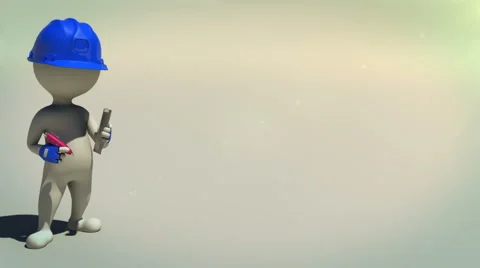 3d animation of idle construction team leader with pen and notepad Stock Footage 64327342