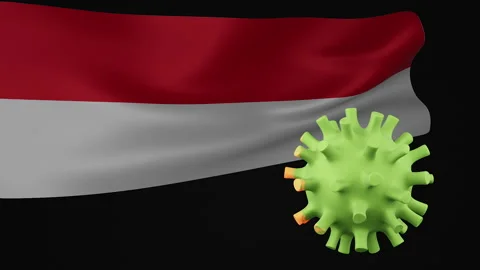 3D animation of Indonesia flag the disappearance of the covid virus Stock Footage 172461058