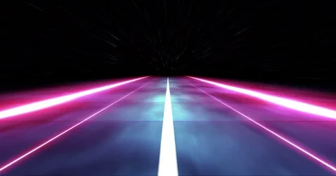 3D Animation. Infinite abstract space illuminated runway Stock Footage 77390569