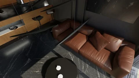 3d Animation of the interior of the kitchen-studio. Stock Footage 219579775