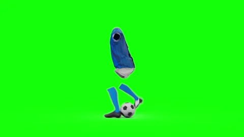 3D Animation of Invisible Soccer Player Uniform Kicking Ball on Green Screen Video stock 335800721