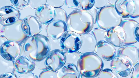 3d animation, iridescent bubbles, translucent jelly balls falling down Video stock 219925212