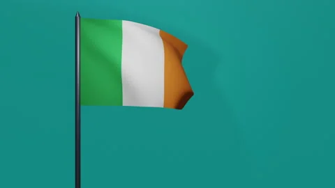 3D animation of Irish flag waving in the wind on a blue background. Stock Footage 170572942