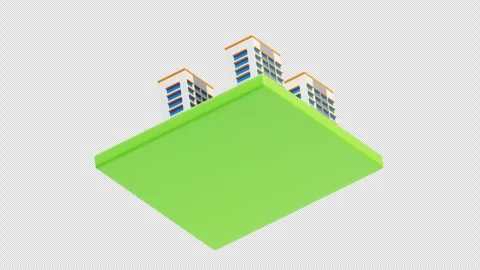 3D Animation of Isometric apartment buildings block Stock Footage 313274500