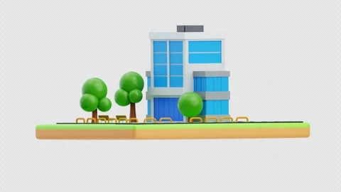 3D Animation of Isometric modern office building Stock Footage 313274434