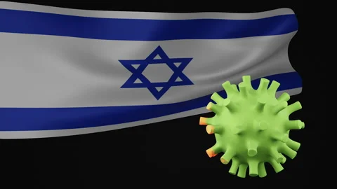 3D animation of Israel flag waving in the disappearance of the covid virus Stock Footage 179079749