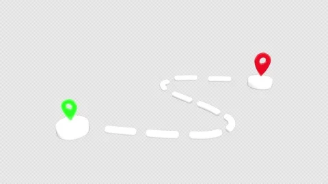 3d animation journey or navigation between two points, marked by green and .. Stock Footage 308244306