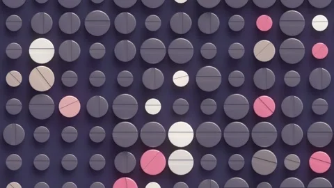 3D animation with a kaleidoscopic pattern of multicolored, pastel-toned pills Vídeo Stock 333672188