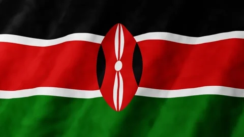 3D animation of Kenyan flag waves gently seamless loop in the breeze, rich .. Stock Footage 345698872