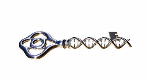 A 3d animation of key with double helix structure resembling a DNA strand. Stock Footage 311745686