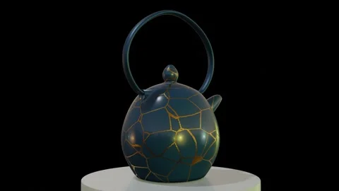 3D animation of a kintsugi teapot. Stock Footage 254959186