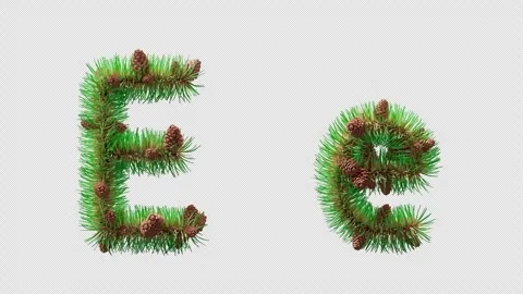 3D animation of letter E built from pine needles and cones, alpha channel. Stock Footage 317498102