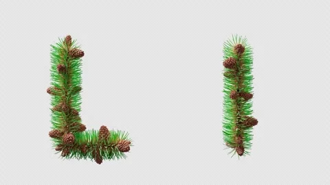 3D animation of letter L styled with pine needles and cones, alpha channel. Stock Footage 317499742