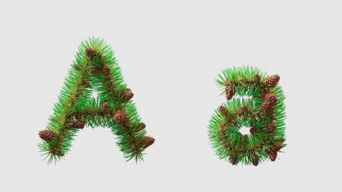 3D animation of letter A from pine needles and cones, alpha channel. Stock Footage 317496438