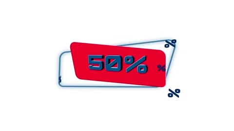 3d animation letters 50 percent on trendy flat geometric banner. Flying and Video stock 164264591