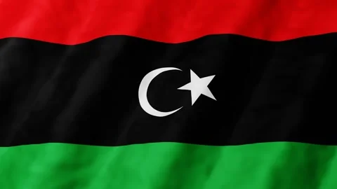 3D animation of Libya flag waves gently seamless loop in the breeze with Re.. Stock Footage 346344816