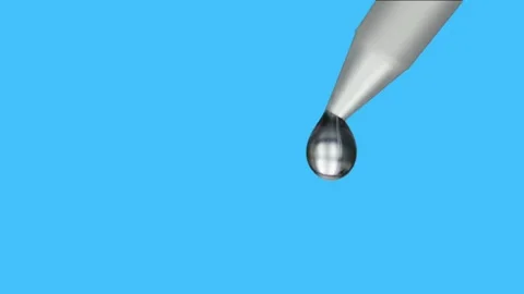 3d animation of liquid drop falling from pipette tip on blue background 스톡 동영상 346713044