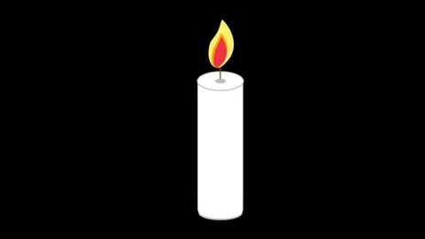 A 3D animation of a lit white candle with a flickering flame Stock Footage 332184474