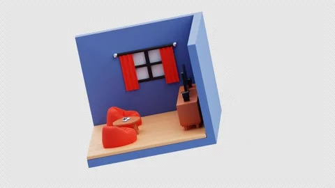 3D Animation of Living Room Stock Footage 305660963