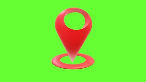 3D Animation - Location Pin Pointer Jumps into a Circle - Green Screen Stock Footage 280184898