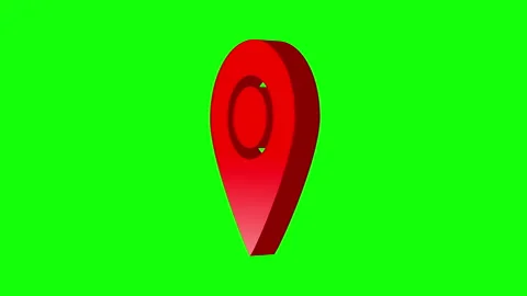 3D animation of location pin spinning on green background. Stock Footage 341078192