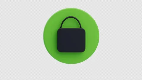 3d animation of lock icon on green circle Stock Footage 317668165