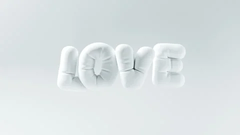 3D animation of LOVE letters in form of inflated balloons hanging in the air Stock Footage 262582025