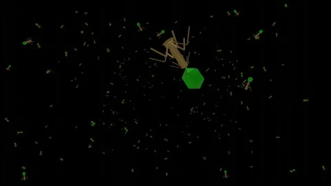 3d Animation of Low-Poly Stylized Bacteriophage (Including Matte) Stock Footage 235884976
