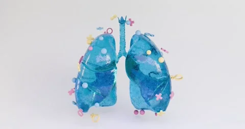 3D animation of lungs dynamically moving around, symbolizing oxygen Stock Footage 321890533