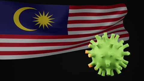 3D animation of Malaysia flag waving in the disappearance of the covid virus Stock Footage 179079827