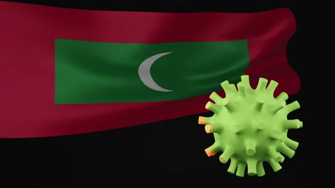 3D animation of Maldive flag waving in the disappearance of the covid virus Stock Footage 179080584