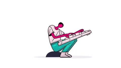 3d Animation man Typing fast on giant keyboard. Broke computer. Stock Footage 144221322