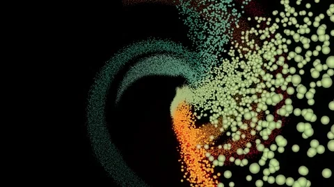 3d animation of many small balls or spheres in black background. Stock Footage 303290654